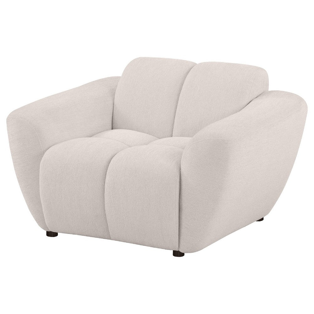 Decy Sofa Chair | Plush Greige Chenille Upholstery | Wide Grid Tufted