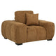 Hecy Sofa Armchair | 1 Pillow | Grid Tufted Amber Brown Upholstery