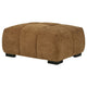 Hecy Ottoman | Grid Tufted | Plush Amber Brown Upholstery | 39"