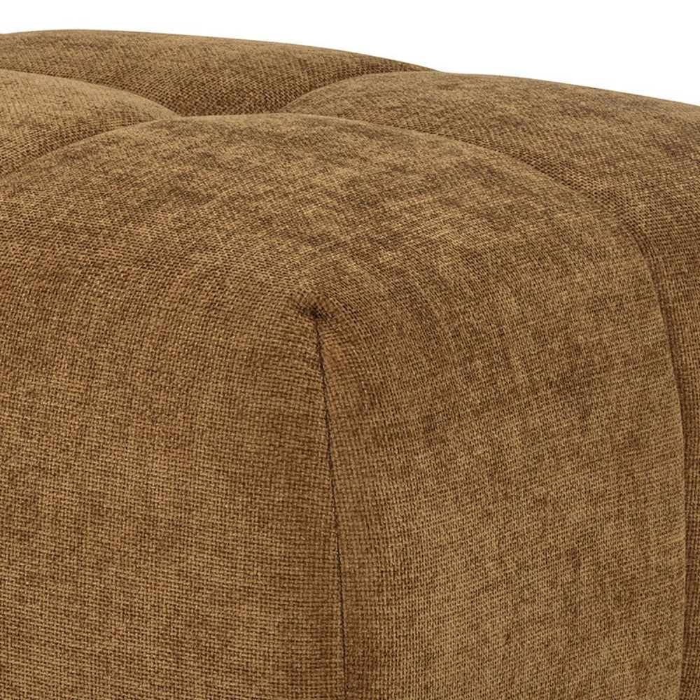 Hecy Ottoman | Grid Tufted | Plush Amber Brown Upholstery | 39"