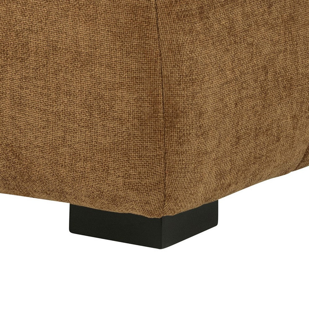 Hecy Ottoman | Grid Tufted | Plush Amber Brown Upholstery | 39"