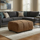 Hecy Ottoman | Grid Tufted | Plush Amber Brown Upholstery | 39"