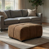 Hecy Ottoman | Grid Tufted | Plush Amber Brown Upholstery | 39"