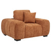 Hecy Sofa Armchair | 1 Pillow | Grid Tufted | Plush Orange Upholstery
