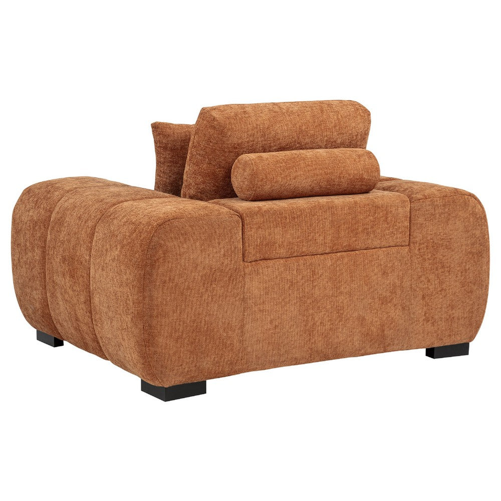 Hecy Sofa Armchair | 1 Pillow | Grid Tufted | Plush Orange Upholstery