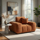 Hecy Sofa Armchair | 1 Pillow | Grid Tufted | Plush Orange Upholstery