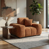 Hecy Sofa Armchair | 1 Pillow | Grid Tufted | Plush Orange Upholstery