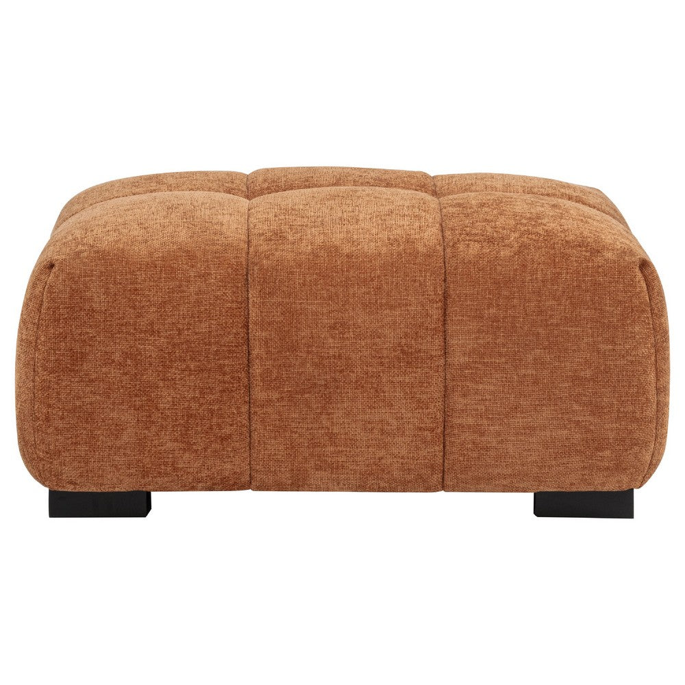 Hecy Ottoman | Grid Tufted | Plush Orange Upholstery | 39"