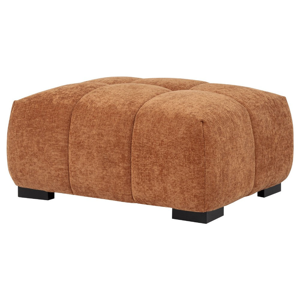 Hecy Ottoman | Grid Tufted | Plush Orange Upholstery | 39"