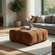 Hecy Ottoman | Grid Tufted | Plush Orange Upholstery | 39"