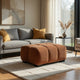 Hecy Ottoman | Grid Tufted | Plush Orange Upholstery | 39"