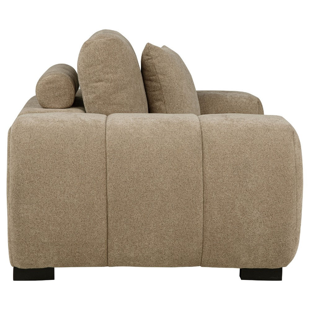 Hecy Sofa Armchair | 1 Pillow | Grid Tufted | Camel Brown Upholstery