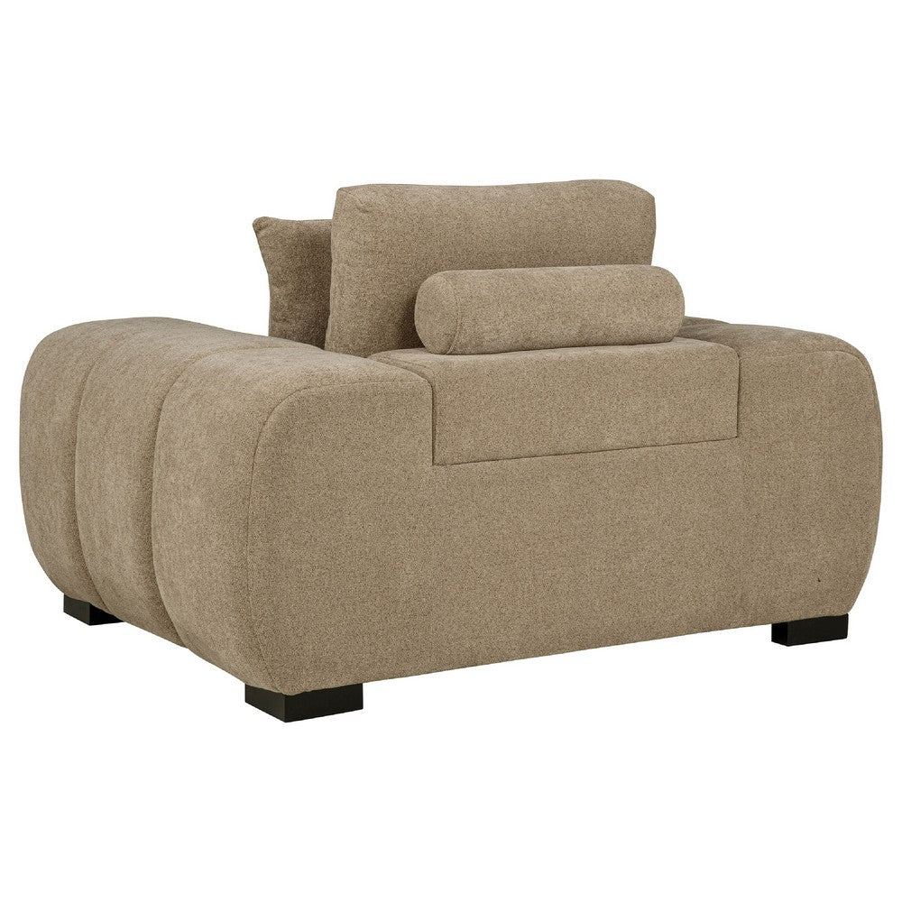 Hecy Sofa Armchair | 1 Pillow | Grid Tufted | Camel Brown Upholstery