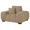 Hecy Sofa Armchair | 1 Pillow | Grid Tufted | Camel Brown Upholstery