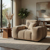 Hecy Sofa Armchair | 1 Pillow | Grid Tufted | Camel Brown Upholstery