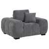 Hecy Sofa Armchair | 1 Pillow | Grid Tufted | Charcoal Gray Upholstery