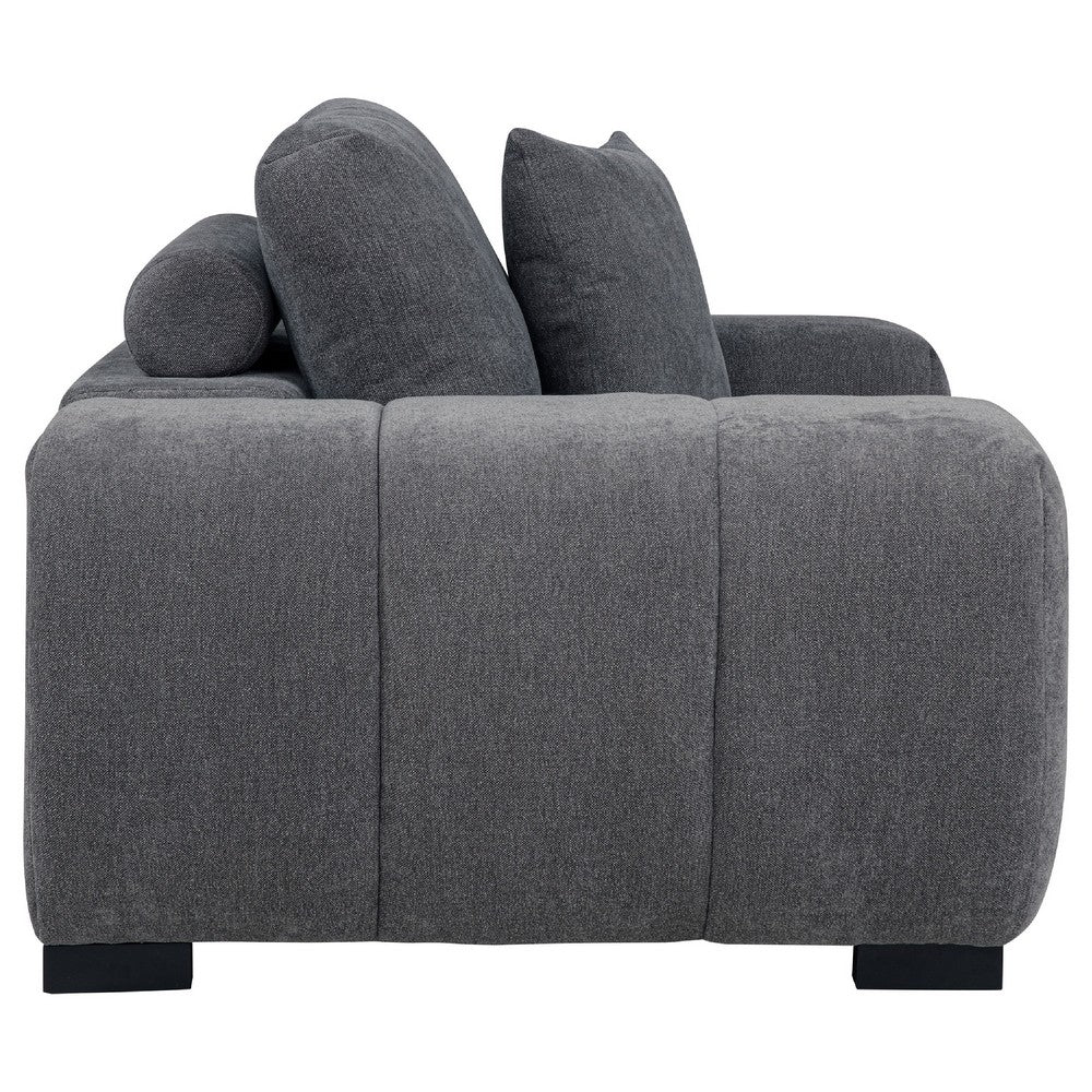 Hecy Sofa Armchair | 1 Pillow | Grid Tufted | Charcoal Gray Upholstery