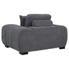 Hecy Sofa Armchair | 1 Pillow | Grid Tufted | Charcoal Gray Upholstery