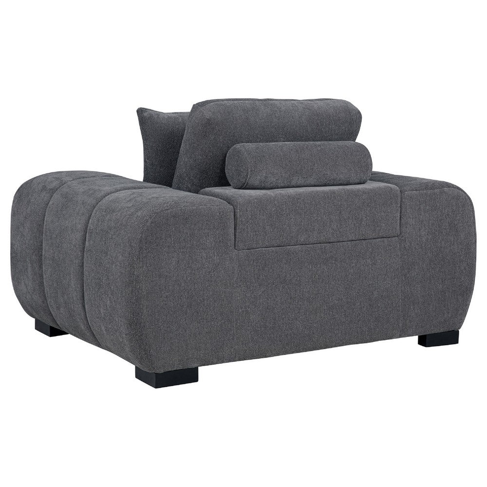 Hecy Sofa Armchair | 1 Pillow | Grid Tufted | Charcoal Gray Upholstery