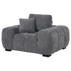 Hecy Sofa Armchair | 1 Pillow | Grid Tufted | Charcoal Gray Upholstery
