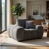 Hecy Sofa Armchair | 1 Pillow | Grid Tufted | Charcoal Gray Upholstery