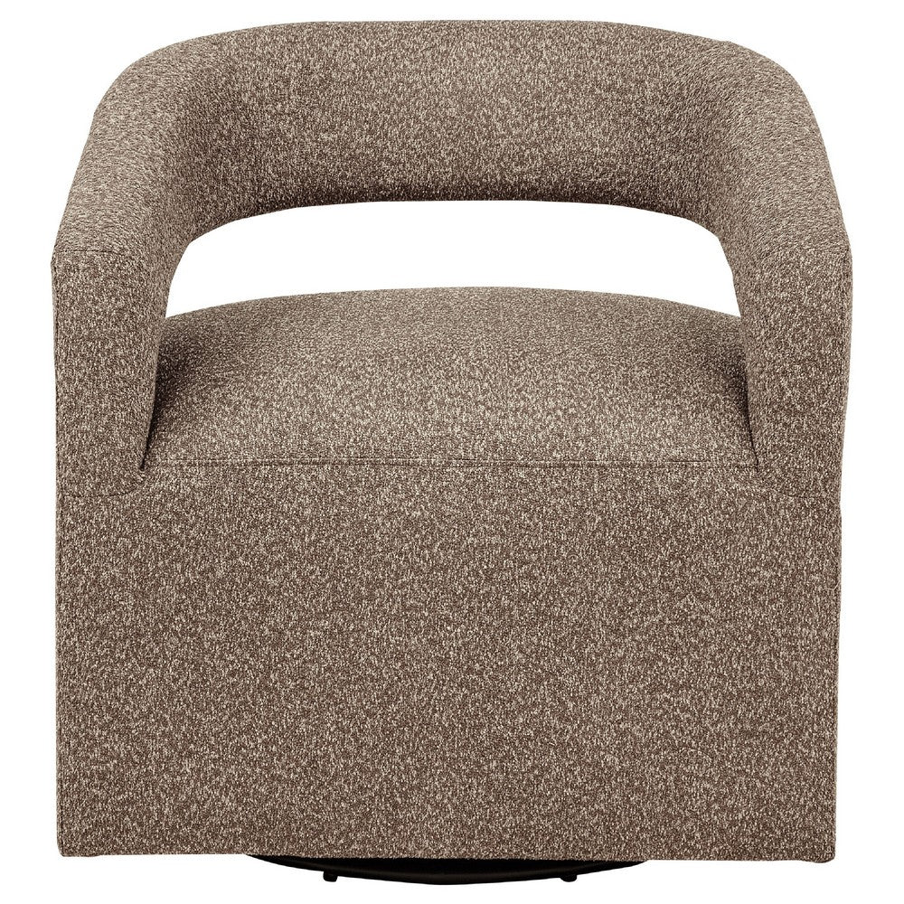 Hill Swivel Accent Chair | Barrel Back | Foam Fill Rocky Road Brown Boucle