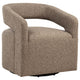 Hill Swivel Accent Chair | Barrel Back | Foam Fill Rocky Road Brown Boucle