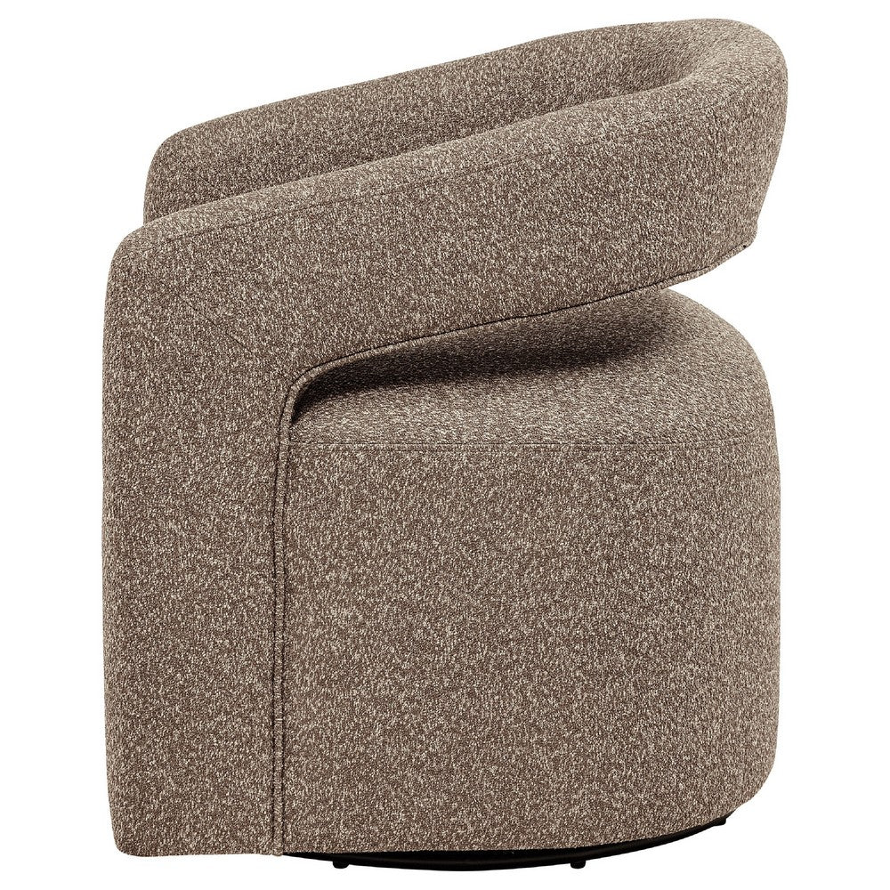 Hill Swivel Accent Chair | Barrel Back | Foam Fill Rocky Road Brown Boucle
