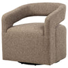 Hill Swivel Accent Chair | Barrel Back | Foam Fill Rocky Road Brown Boucle