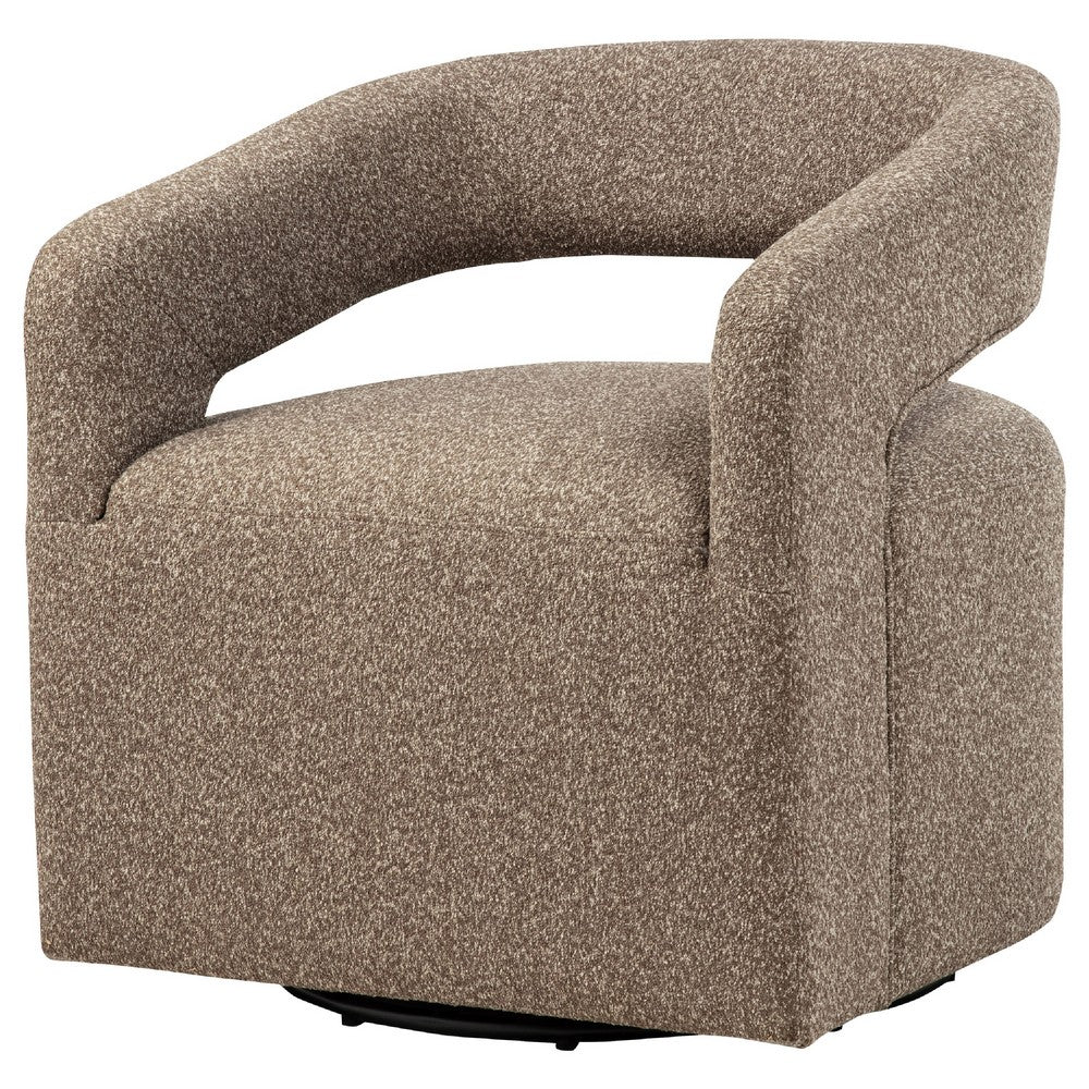 Hill Swivel Accent Chair | Barrel Back | Foam Fill Rocky Road Brown Boucle