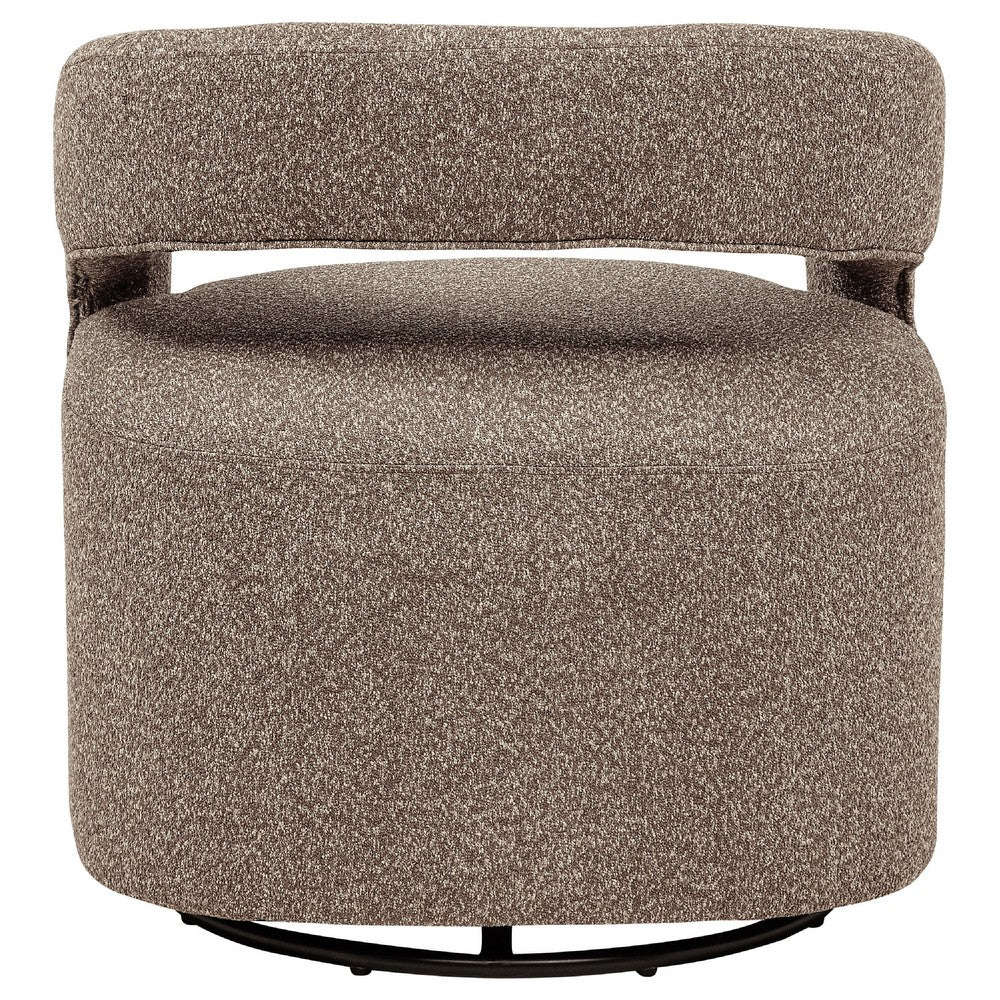 Hill Swivel Accent Chair | Barrel Back | Foam Fill Rocky Road Brown Boucle