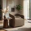 Hill Swivel Accent Chair | Barrel Back | Foam Fill Rocky Road Brown Boucle