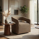 Hill Swivel Accent Chair | Barrel Back | Foam Fill Rocky Road Brown Boucle