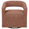 Hill Swivel Accent Chair | Barrel Back | Foam Fill Red Brown Boucle Fabric