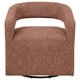 Hill Swivel Accent Chair | Barrel Back | Foam Fill Red Brown Boucle Fabric