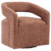 Hill Swivel Accent Chair | Barrel Back | Foam Fill Red Brown Boucle Fabric