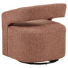 Hill Swivel Accent Chair | Barrel Back | Foam Fill Red Brown Boucle Fabric