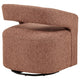Hill Swivel Accent Chair | Barrel Back | Foam Fill Red Brown Boucle Fabric