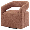 Hill Swivel Accent Chair | Barrel Back | Foam Fill Red Brown Boucle Fabric