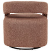 Hill Swivel Accent Chair | Barrel Back | Foam Fill Red Brown Boucle Fabric
