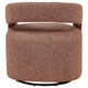 Hill Swivel Accent Chair | Barrel Back | Foam Fill Red Brown Boucle Fabric