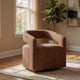 Hill Swivel Accent Chair | Barrel Back | Foam Fill Red Brown Boucle Fabric