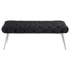 Lila Bench | Foam Seat | Button Tufted Black Velvet | Chrome Legs 47"