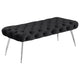 Lila Bench | Foam Seat | Button Tufted Black Velvet | Chrome Legs 47"