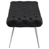 Lila Bench | Foam Seat | Button Tufted Black Velvet | Chrome Legs 47"