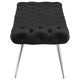 Lila Bench | Foam Seat | Button Tufted Black Velvet | Chrome Legs 47"
