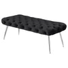 Lila Bench | Foam Seat | Button Tufted Black Velvet | Chrome Legs 47"