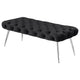 Lila Bench | Foam Seat | Button Tufted Black Velvet | Chrome Legs 47"
