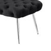 Lila Bench | Foam Seat | Button Tufted Black Velvet | Chrome Legs 47"