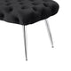 Lila Bench | Foam Seat | Button Tufted Black Velvet | Chrome Legs 47"